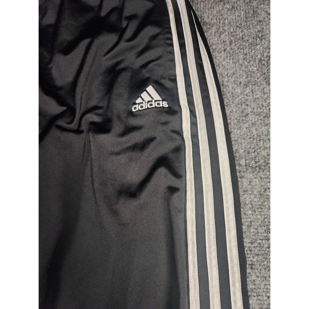 Adidas Boys XL 18/20 Tricot Track Pants Black White 3-Stripes Tapered Joggers